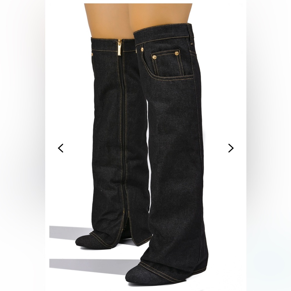5 🌟 rated🚨SALE🚨 Black denim thigh high boots